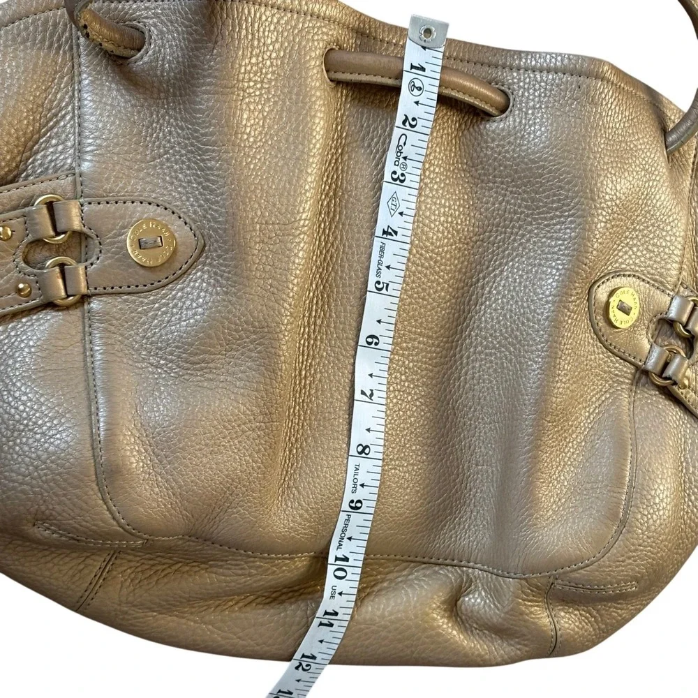Cole Haan Gold Pebbled Leather Large Hobo Bag Pink Interior‎